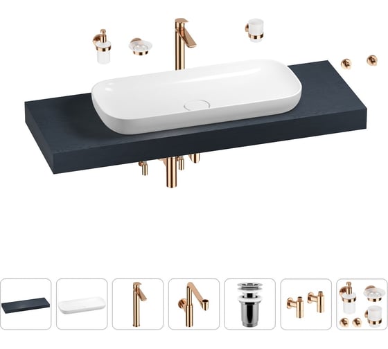 Комплект мебели для ванной комнаты Wellsee Genuine Tree с раковиной 201014634 1