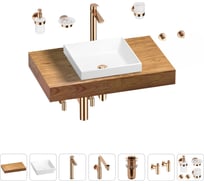 Комплект мебели для ванной комнаты Wellsee Genuine Tree с раковиной 201015194