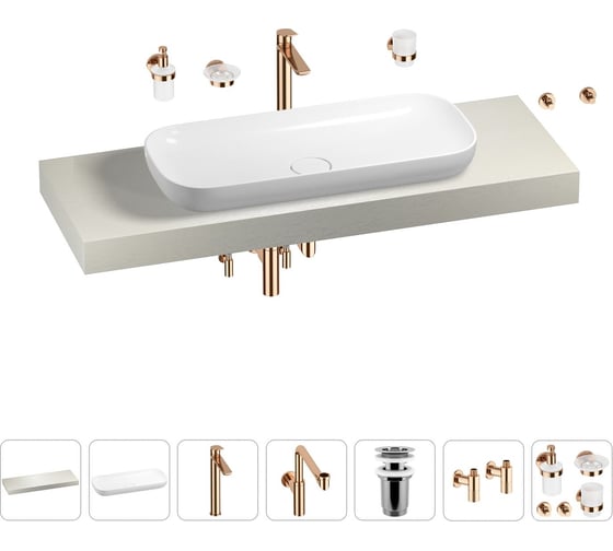 Комплект мебели для ванной комнаты с раковиной Wellsee Genuine Tree 201014614 1