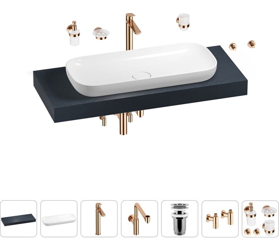 Комплект мебели для ванной комнаты с раковиной Wellsee Genuine Tree 201014514 1