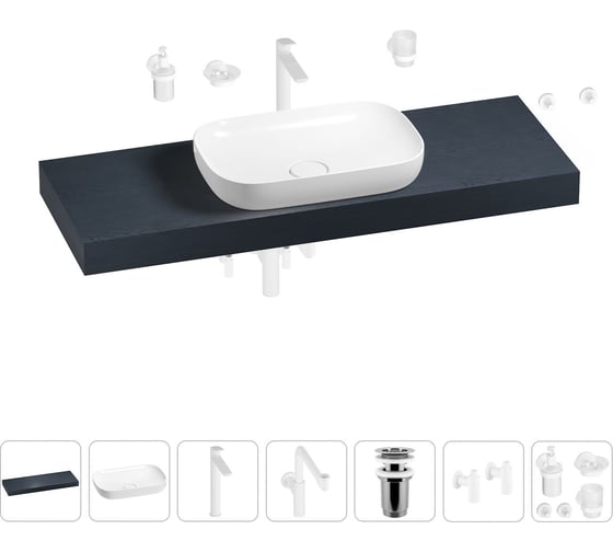 Комплект мебели для ванной комнаты Wellsee Genuine Tree с раковиной 201014395 1