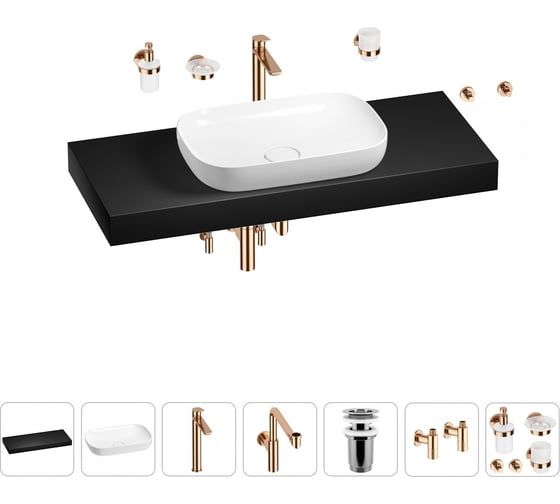 Комплект мебели для ванной комнаты Wellsee Genuine Tree с раковиной 201014354