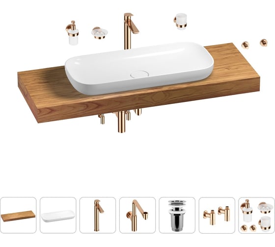 Комплект мебели для ванной комнаты с раковиной Wellsee Genuine Tree 201014654 1