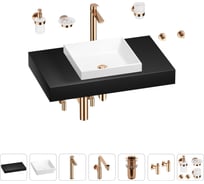 Комплект мебели для ванной комнаты Wellsee Genuine Tree с раковиной 201015254