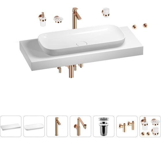 Комплект мебели для ванной комнаты Wellsee Genuine Tree с раковиной 201014574 1