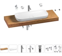 Комплект мебели для ванной комнаты с раковиной Wellsee Genuine Tree 201014656