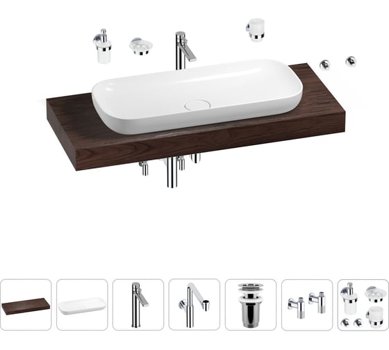 Комплект мебели для ванной комнаты с раковиной Wellsee Genuine Tree 201014556 1
