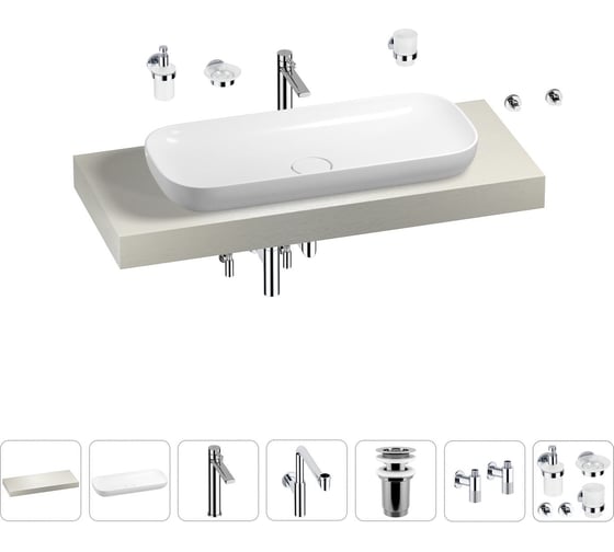 Комплект мебели для ванной комнаты с раковиной Wellsee Genuine Tree 201014496 1