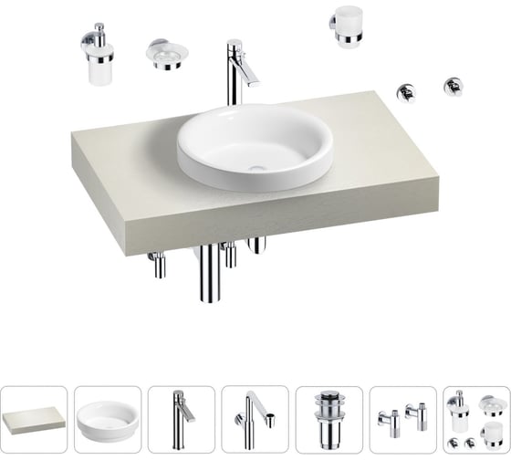 Комплект мебели для ванной комнаты с раковиной Wellsee Genuine Tree 201015636 1