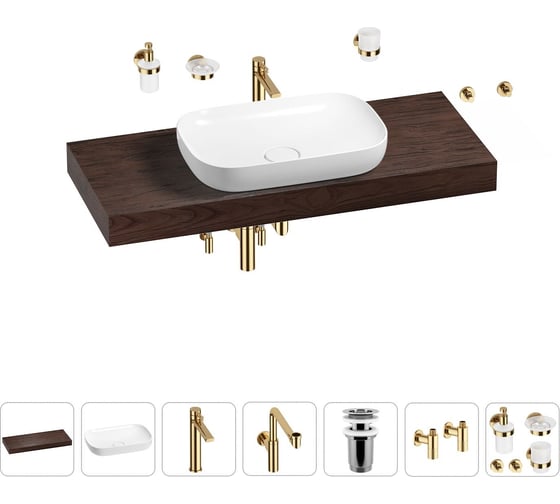 Комплект мебели для ванной комнаты с раковиной Wellsee Genuine Tree 201014318