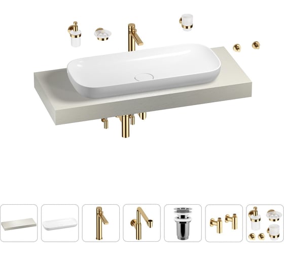 Комплект мебели для ванной комнаты с раковиной Wellsee Genuine Tree 201014498 1