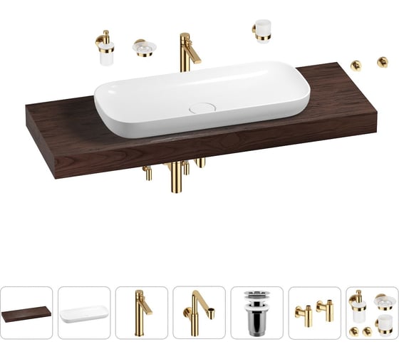 Комплект мебели для ванной комнаты с раковиной Wellsee Genuine Tree 201014678 1