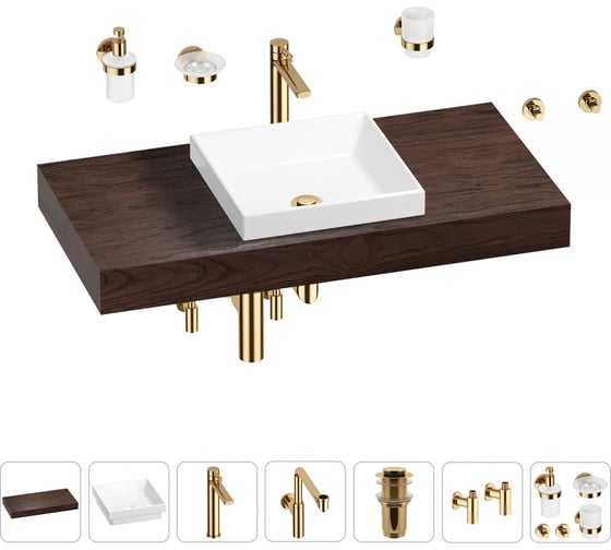 Комплект мебели для ванной комнаты Wellsee Genuine Tree с раковиной 201015338 1