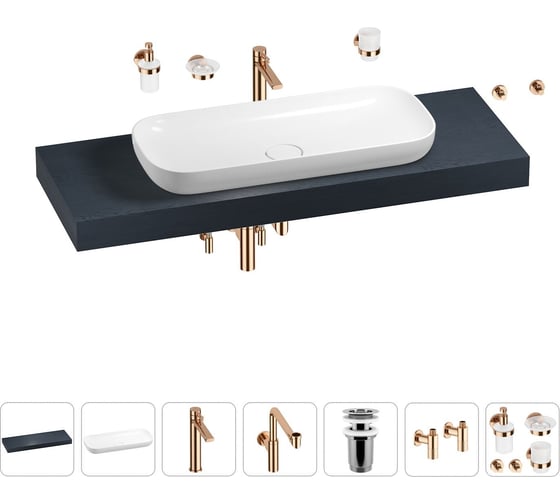 Комплект мебели для ванной комнаты Wellsee Genuine Tree с раковиной 201014639 1