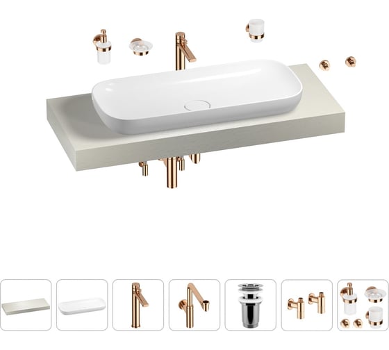 Комплект мебели для ванной комнаты с раковиной Wellsee Genuine Tree 201014499 1