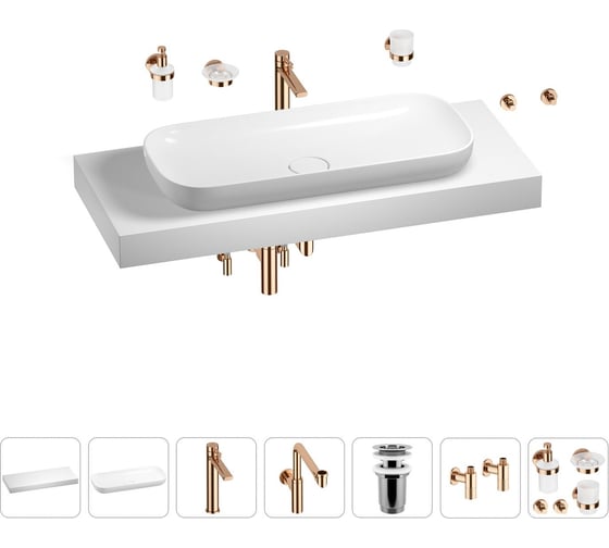 Комплект мебели для ванной комнаты Wellsee Genuine Tree с раковиной 201014579 1