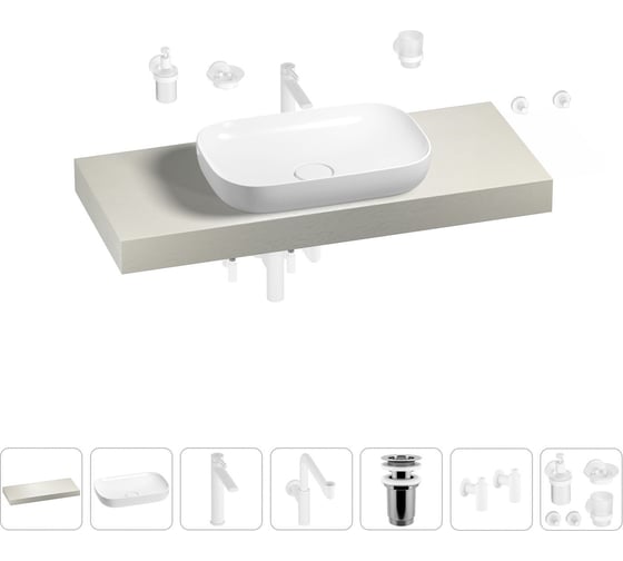 Комплект мебели для ванной комнаты с раковиной Wellsee Genuine Tree 201014260 1