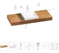 Комплект мебели для ванной комнаты Wellsee Genuine Tree с раковиной 201015440