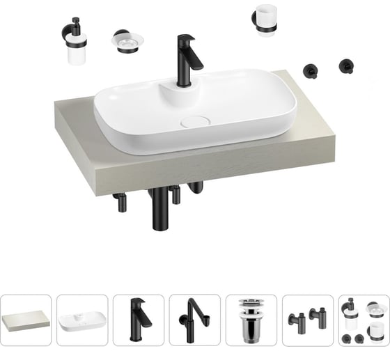 Комплект мебели для ванной комнаты с раковиной Wellsee Genuine Tree 201014732 1