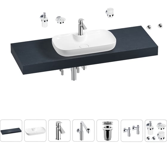 Комплект мебели для ванной комнаты Wellsee Genuine Tree с раковиной 201014921 1