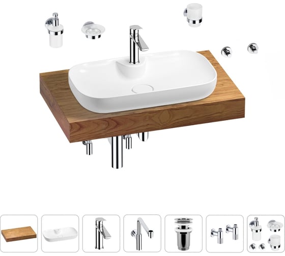 Комплект мебели для ванной комнаты Wellsee Genuine Tree с раковиной 201014751