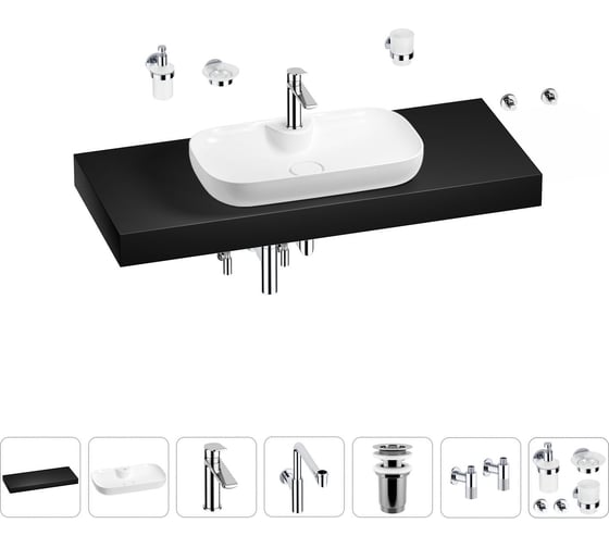 Комплект мебели для ванной комнаты Wellsee Genuine Tree с раковиной 201014901 1