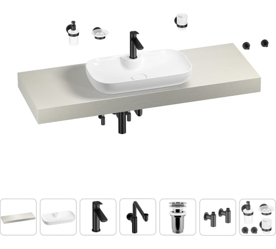 Комплект мебели для ванной комнаты с раковиной Wellsee Genuine Tree 201014912 1