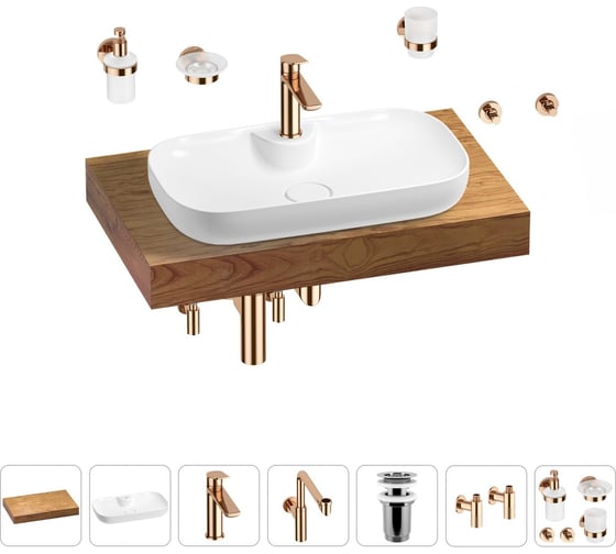 Комплект мебели для ванной комнаты Wellsee Genuine Tree с раковиной 201014754 1