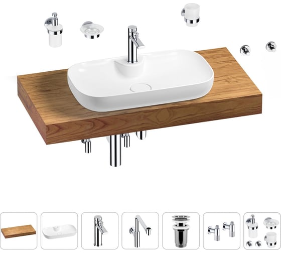 Комплект мебели для ванной комнаты Wellsee Genuine Tree с раковиной 201014816 1