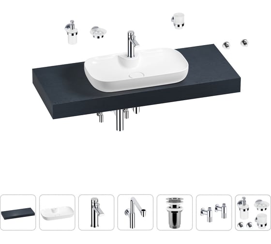 Комплект мебели для ванной комнаты с раковиной Wellsee Genuine Tree 201014866 1