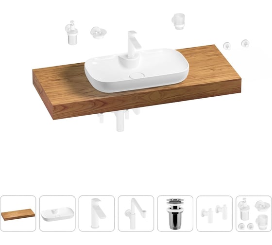 Комплект мебели для ванной комнаты Wellsee Genuine Tree с раковиной 201014875 1