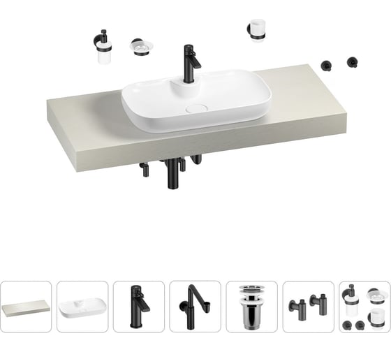 Комплект мебели для ванной комнаты с раковиной Wellsee Genuine Tree 201015037 1