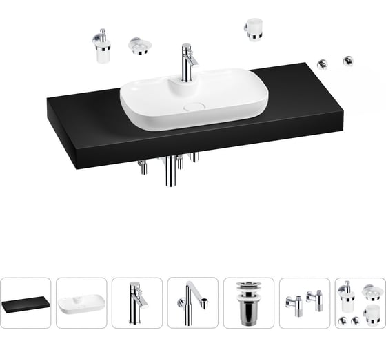 Комплект мебели для ванной комнаты Wellsee Genuine Tree с раковиной 201014906 1