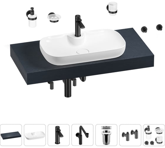 Комплект мебели для ванной комнаты с раковиной Wellsee Genuine Tree 201014807 1