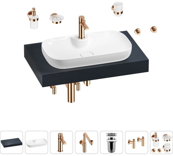 Комплект мебели для ванной комнаты Wellsee Genuine Tree с раковиной 201014749 1