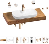 Комплект мебели для ванной комнаты Wellsee Genuine Tree с раковиной 201014999