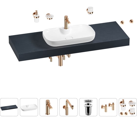 Комплект мебели для ванной комнаты Wellsee Genuine Tree с раковиной 201014929 1