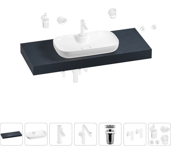 Комплект мебели для ванной комнаты с раковиной Wellsee Genuine Tree 201014870 1