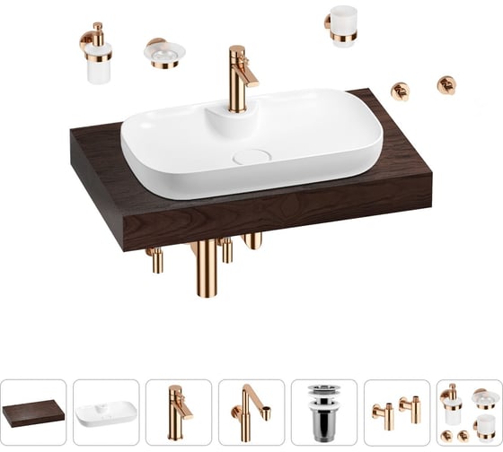 Комплект мебели для ванной комнаты с раковиной Wellsee Genuine Tree 201014769 1