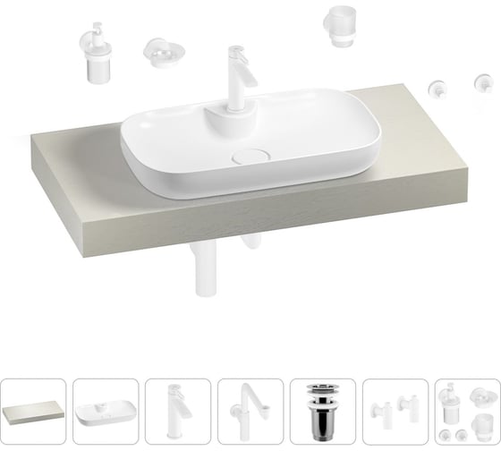 Комплект мебели для ванной комнаты с раковиной Wellsee Genuine Tree 201014800 1