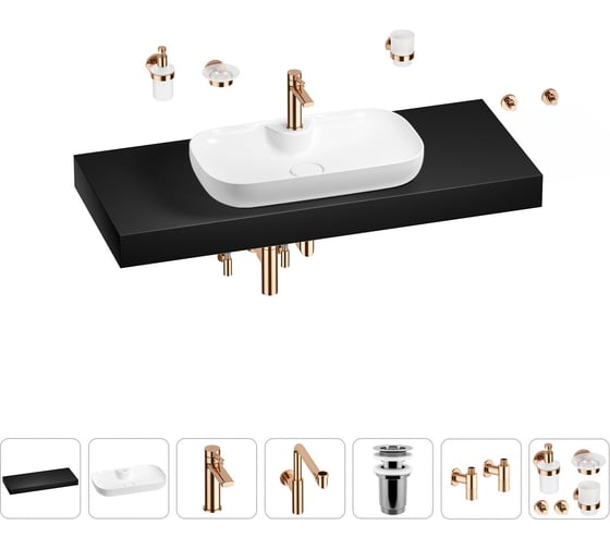 Комплект мебели для ванной комнаты Wellsee Genuine Tree с раковиной 201014909 1