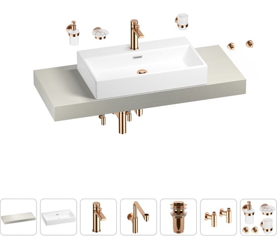 Комплект мебели для ванной комнаты с раковиной Wellsee Genuine Tree 201018819 1