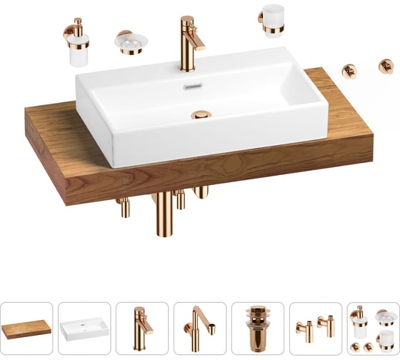 Комплект мебели с раковиной Wellsee Genuine Tree 201018779 1