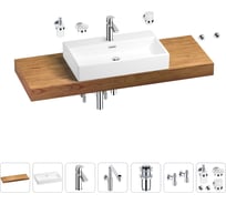 Комплект мебели для ванной комнаты с раковиной Wellsee Genuine Tree 201018891
