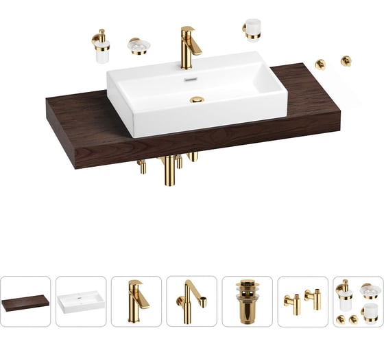 Комплект мебели для ванной комнаты с раковиной Wellsee Genuine Tree 201018843 1