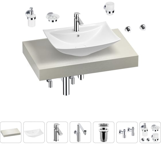 Комплект мебели для ванной комнаты с раковиной Wellsee Genuine Tree 201018931 1