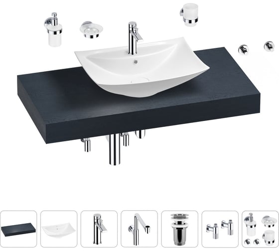 Комплект мебели для ванной комнаты с раковиной Wellsee Genuine Tree 201019006 1