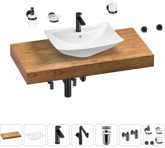 Комплект мебели с раковиной Wellsee Genuine Tree 201019012 1