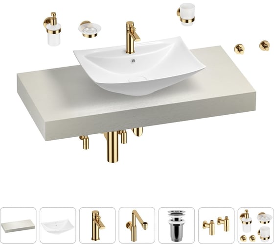 Комплект мебели для ванной комнаты с раковиной Wellsee Genuine Tree 201018998 1