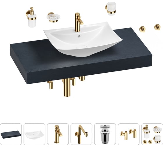 Комплект мебели для ванной комнаты с раковиной Wellsee Genuine Tree 201019008 1